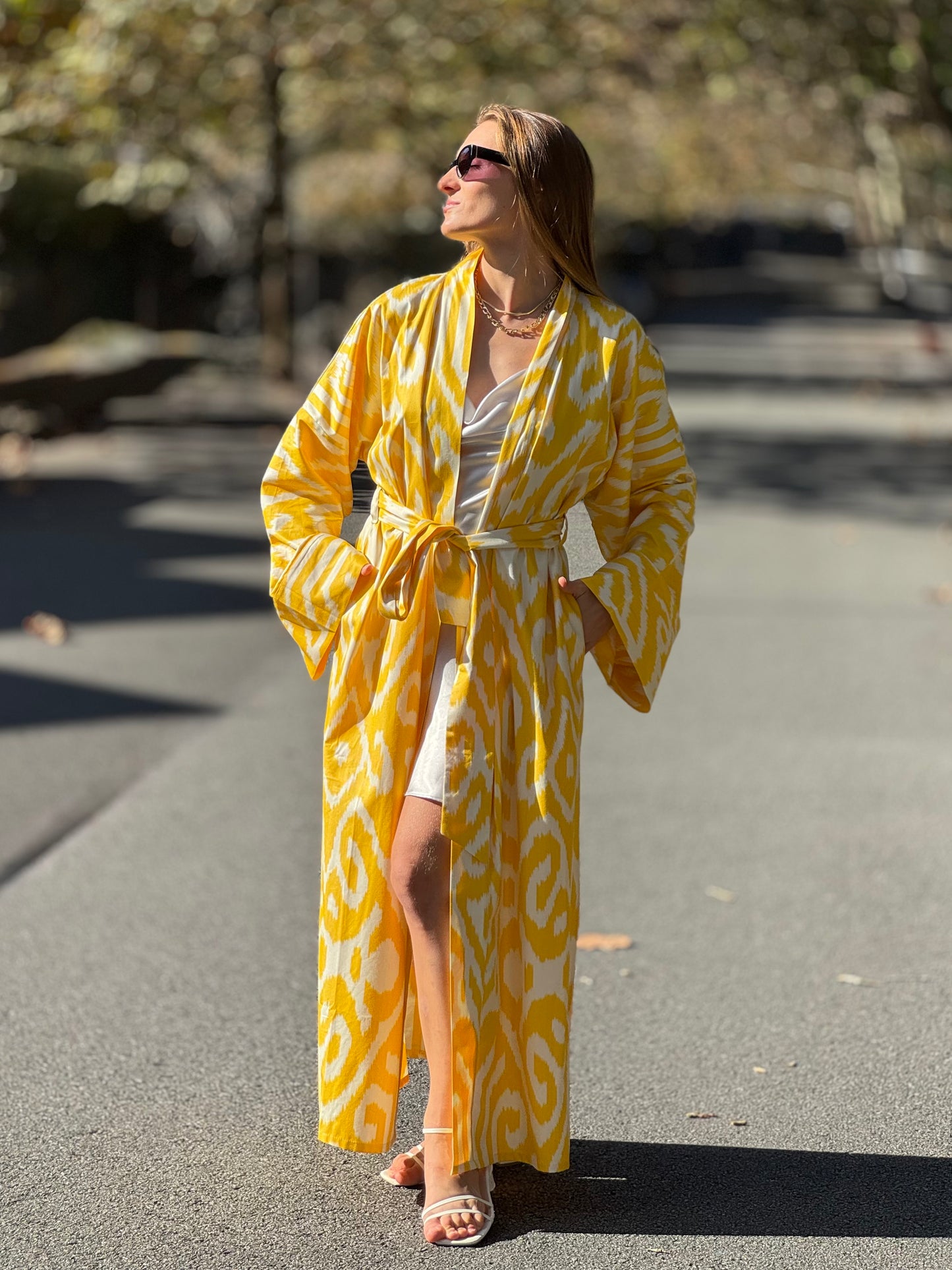 Yellow & White Kaftan ‘Khiva’