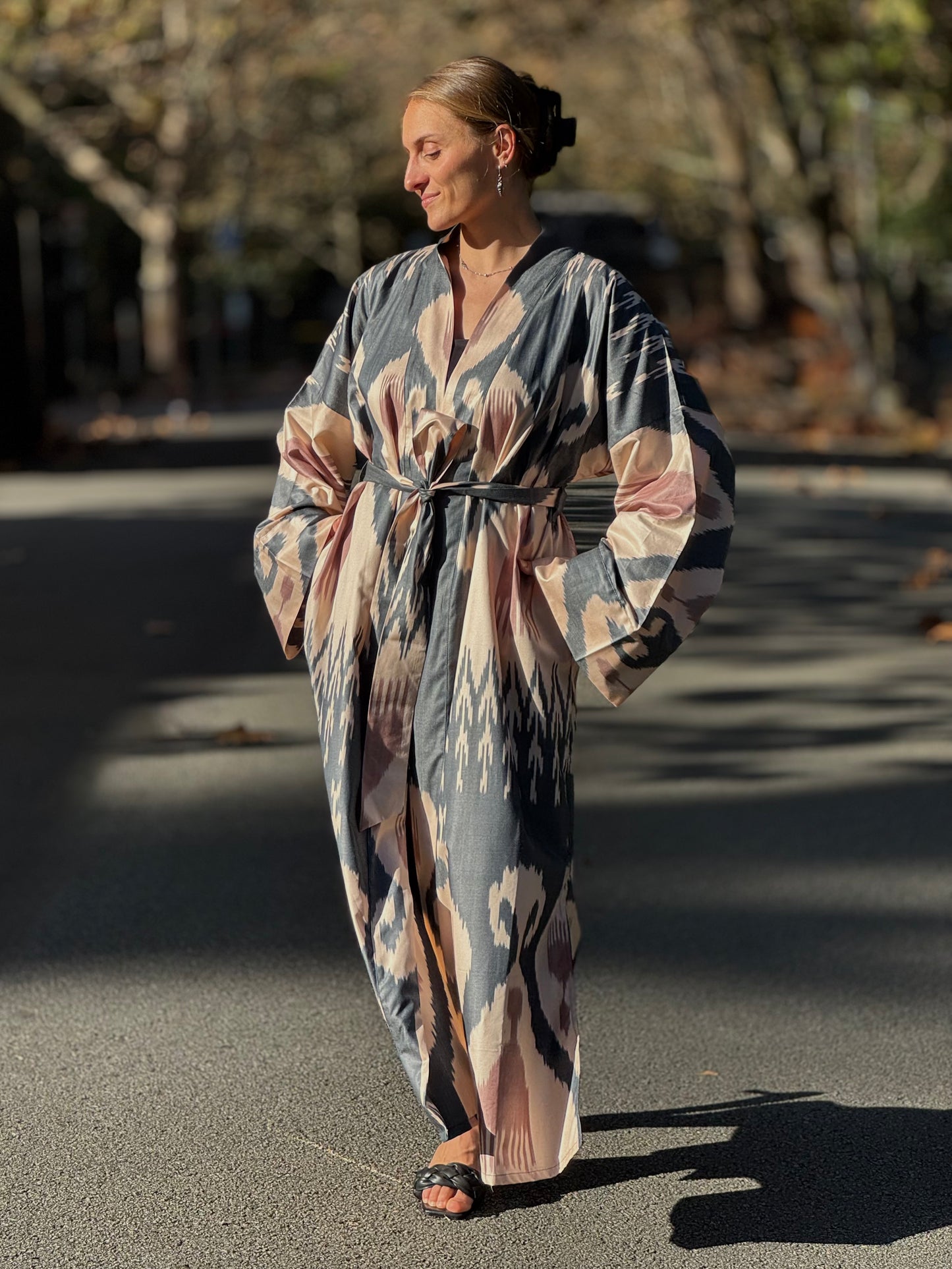 Dark Brown, Beige & Sandstone Kaftan ‘Sogdiana’
