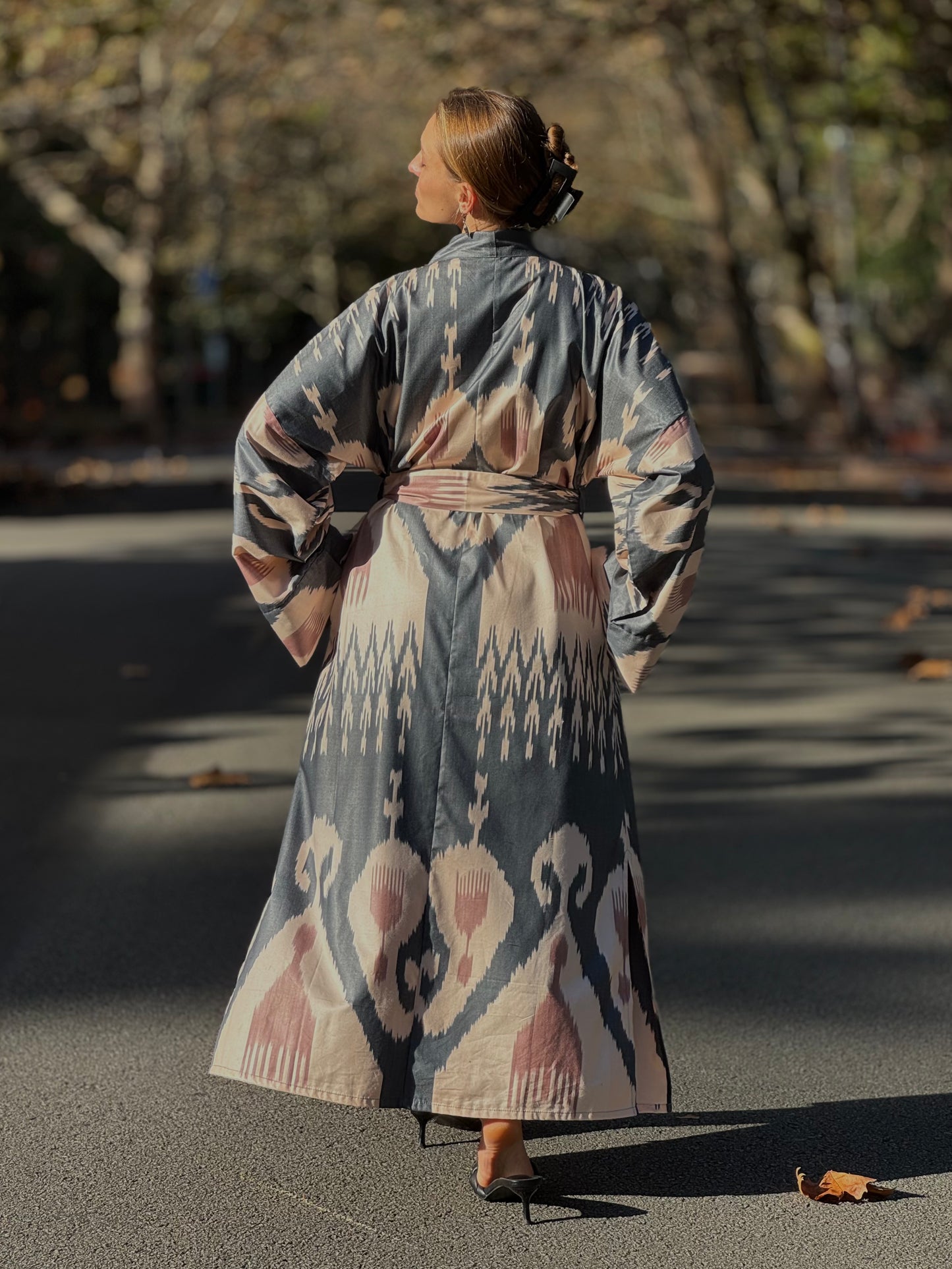 Dark Brown, Beige & Sandstone Kaftan ‘Sogdiana’