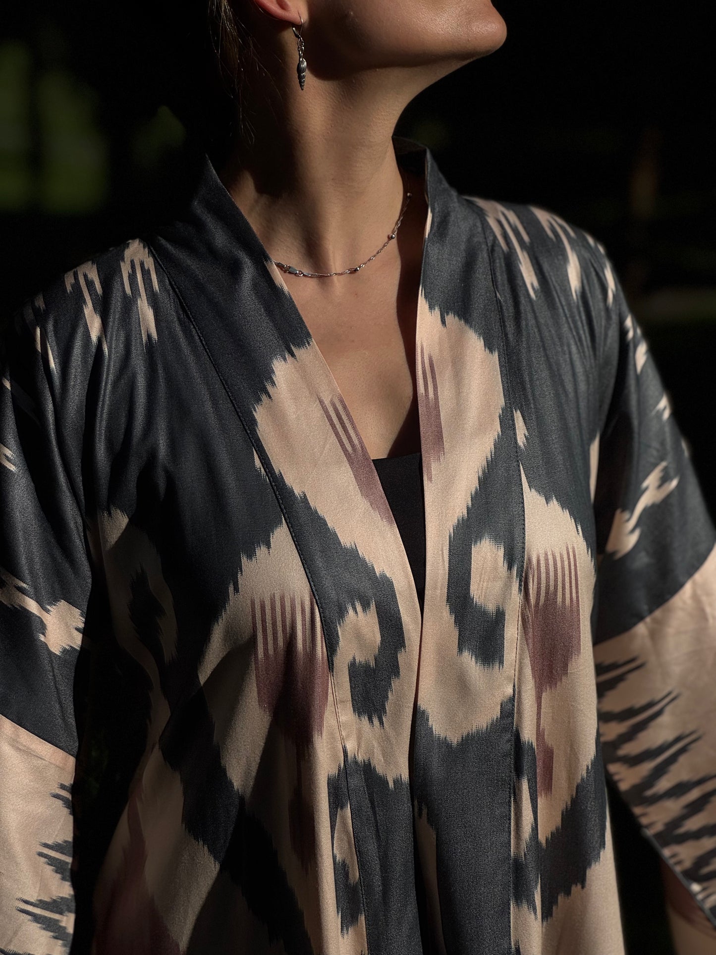 Dark Brown, Beige & Sandstone Kaftan ‘Sogdiana’