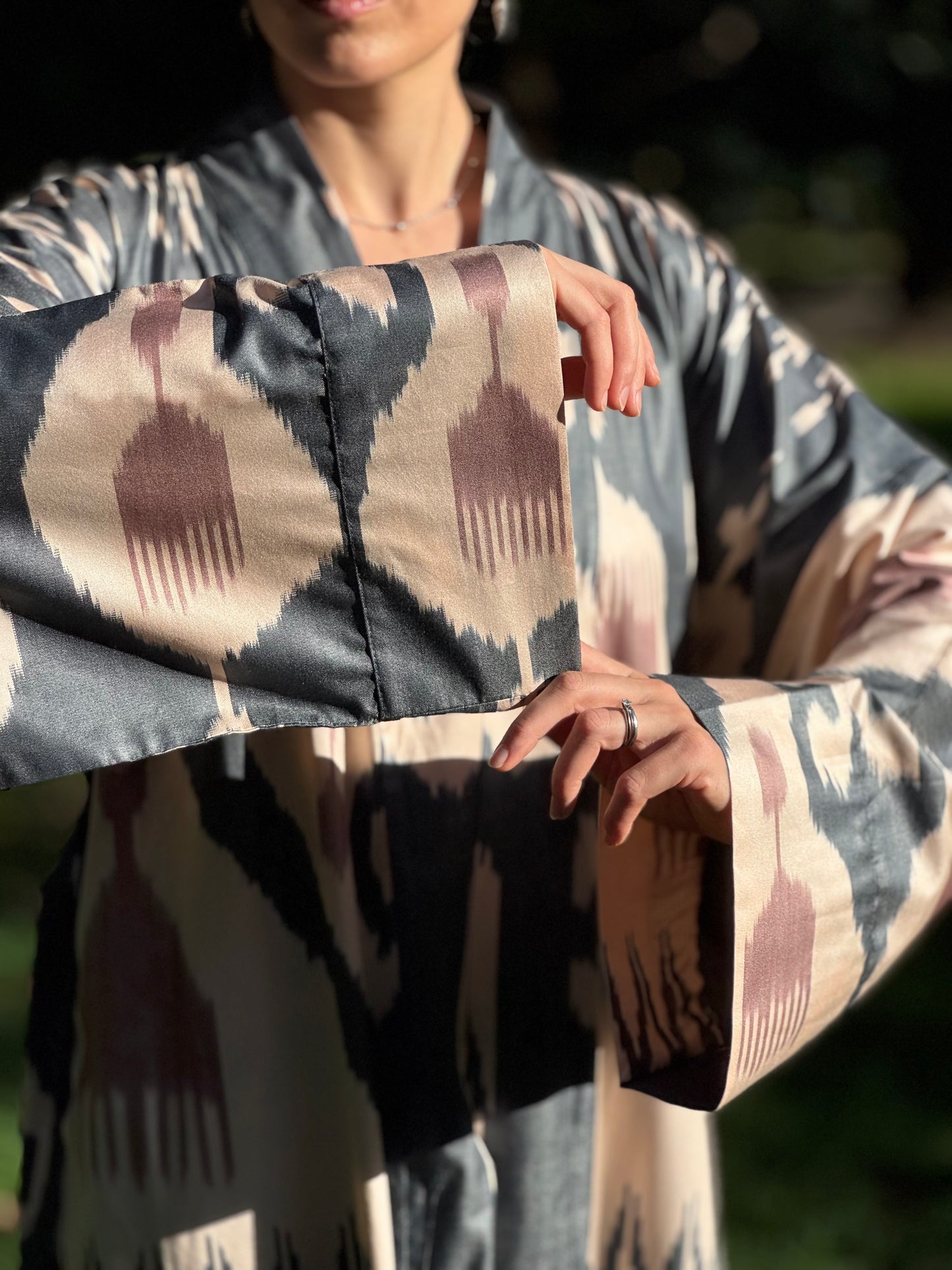 Dark Brown, Beige & Sandstone Kaftan ‘Sogdiana’
