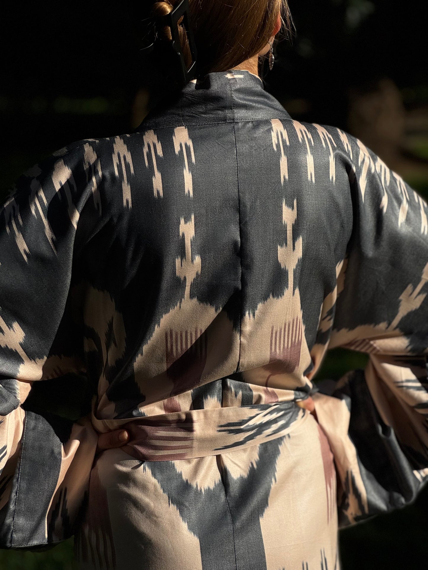 Dark Brown, Beige & Sandstone Kaftan ‘Sogdiana’