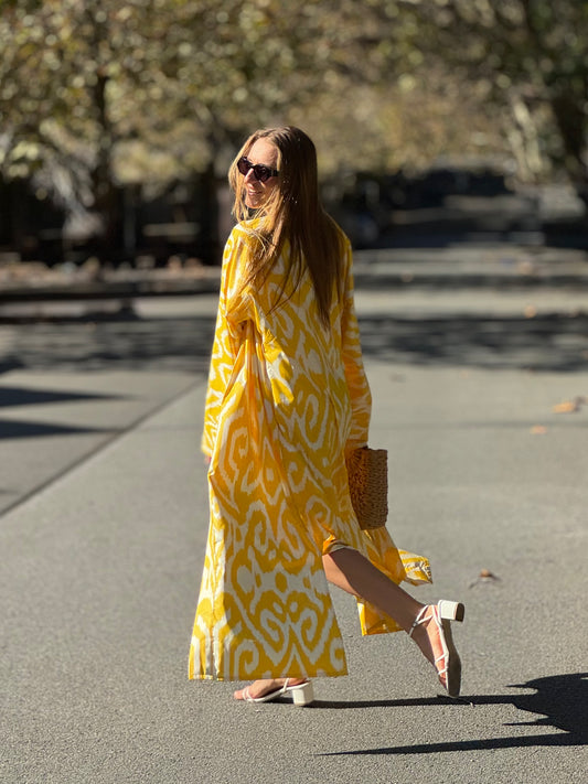 Yellow & White Kaftan ‘Khiva’