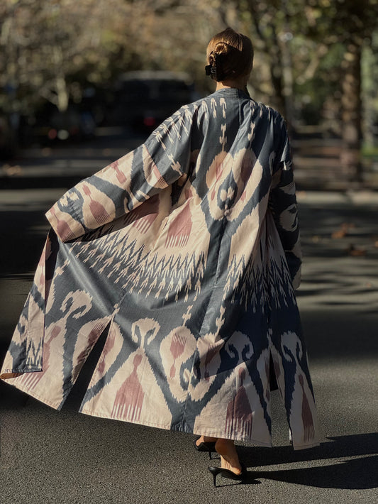 Dark Brown, Beige & Sandstone Kaftan ‘Sogdiana’