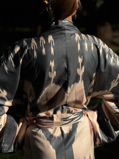 Dark Brown, Beige & Sandstone Kaftan ‘Sogdiana’